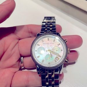 Michael Kors pearl face silver watch (used)